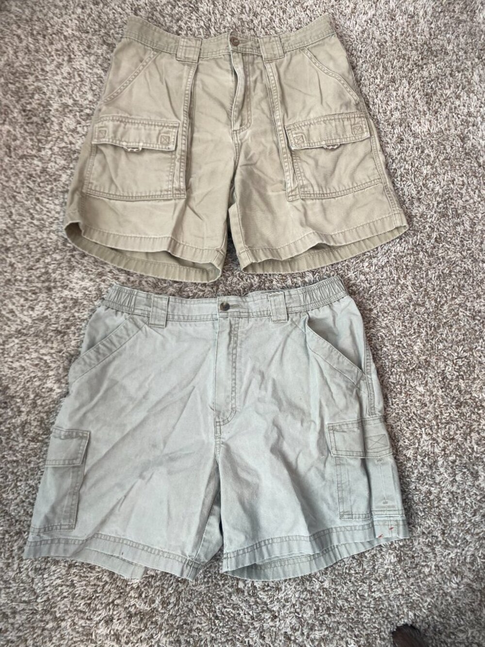 LL Bean Comfort Waist Cargo Shorts Bundle 33W & 34 Distressed Vintage